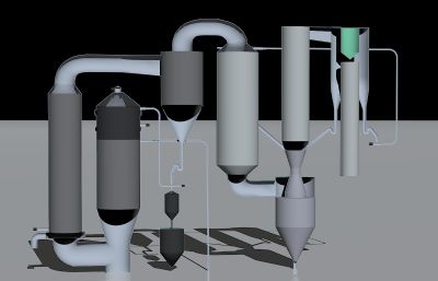 炼铁高炉,给料罐,称料斗,下阀箱剖面 VR模型