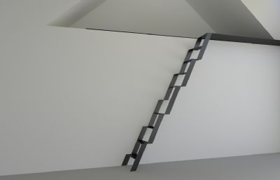 不锈钢黑漆楼梯,铁制梯子3D模型