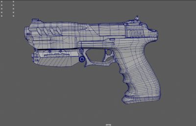 带激光瞄准器的科幻手枪,概念手枪道具,3dmaya模型