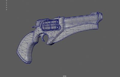 赛博朋克科幻手枪,左轮手枪,老式火枪3Dmaya模型,已塌陷