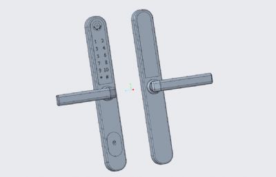 现代电子门锁,密码锁造型,stp,ksp文件