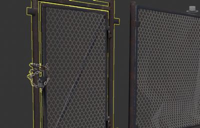 生锈的铁围栏,栅栏,铁丝网3D模型