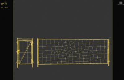 生锈的铁围栏,栅栏,铁丝网3D模型
