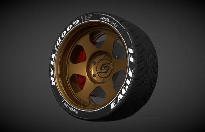 goodyear固特异16寸轮毂轮胎blender模型