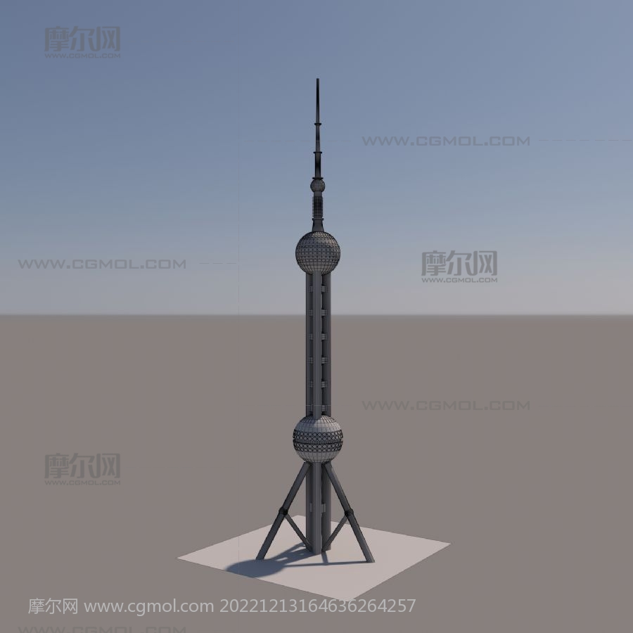 东方明珠塔,上海地标3D模型