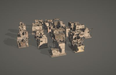 贫民窟,震后废墟,战争废弃城市3dmaya模型