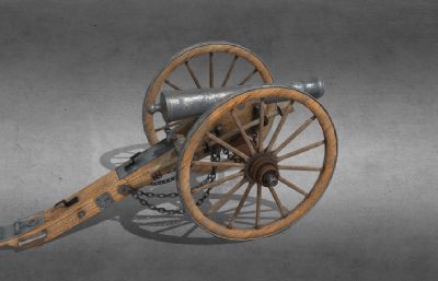 古代火炮,铜炮,古代海军大炮,铁铸火炮3dmaya模型