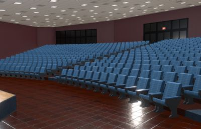 大剧院,电影院,讲堂大厅内部场景3D模型
