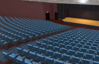 大剧院,电影院,讲堂大厅内部场景3D模型