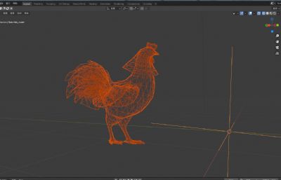 写实漂亮的大公鸡3D模型,带待机动画