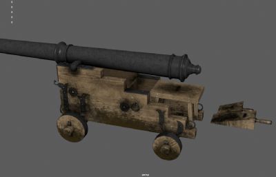 老式古代大炮,大炮,红衣大炮3dmaya模型
