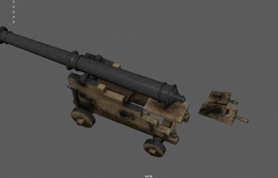 老式古代大炮,大炮,红衣大炮3dmaya模型