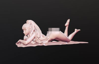 沙滩日光浴女孩人体3D模型