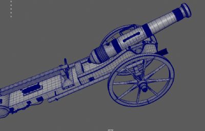 古代火炮,中世纪大炮,铜铳,炮车3dmaya模型