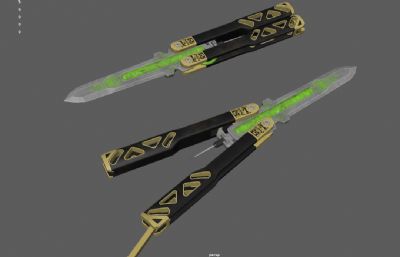 折叠刀,匕首,蝴蝶刀,刺刀游戏道具3dmaya模型