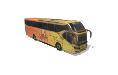 大巴车,公交车,巴士旅游车3dmaya模型,已塌陷