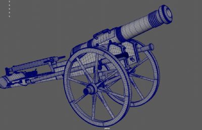 古代火炮,中世纪大炮,铜铳,炮车3dmaya模型