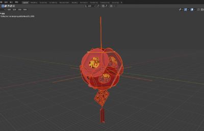 新年福字红灯笼挂饰3D模型