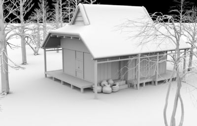 森林迷雾中的小木屋maya模型