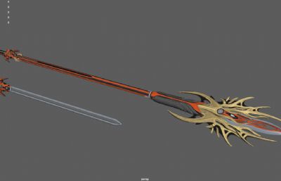 宝剑和手杖,长枪,神兵利器maya模型