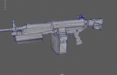 科幻重机枪,突击步枪,M249班用机枪游戏枪械3dmaya塌陷模型