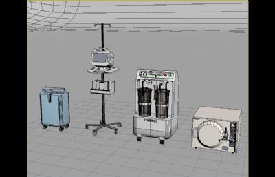 心电仪与抽脂机医美设备3D模型