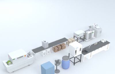 化学,化工实验室设备,医学设备组合3D模型