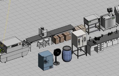 化学,化工实验室设备,医学设备组合3D模型