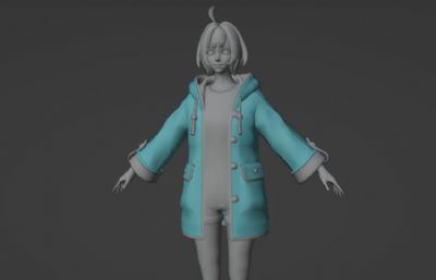 kagura雨衣装扮女孩OBJ模型