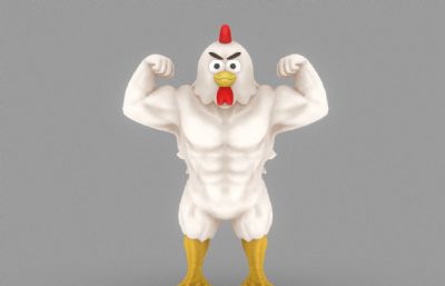 强壮的鸡,肌肉公鸡猛男,健身鸡FBX模型