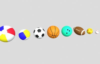 篮球,保龄球,棒球,网球等多种体育球类组合FBX模型