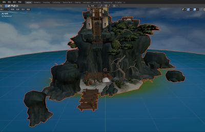 海岛城堡,小岛瞭望塔,灯塔FBX模型