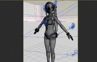 二次元泳装小姐姐美女3D模型素模,无贴图,无贴图,塌陷