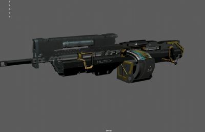 MK. 31 型重机枪,赛博朋克风格科幻机枪,游戏枪械3dmaya模型,已塌陷