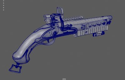 燧发枪,燧发机,燧石枪火枪,蒸汽朋克火枪3dmaya模型