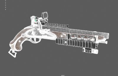 燧发枪,燧发机,燧石枪火枪,蒸汽朋克火枪3dmaya模型