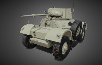 戴姆勒装甲车,二战英国轮式装甲车blender模型