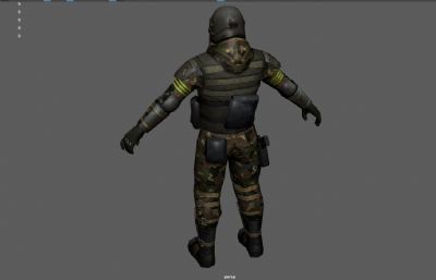 未来战士,星际特工,改造士兵游戏角色3dmaya模型