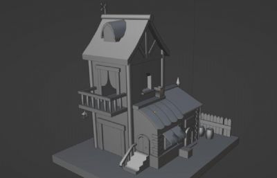 卡通小房子FBX模型素模