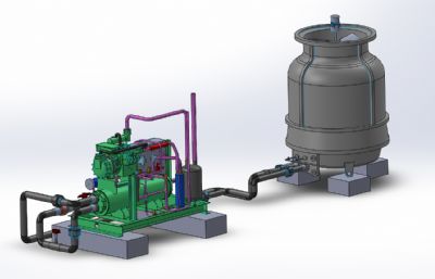 压缩冷凝机组+冷却塔3D模型
