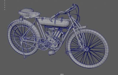 改装自行车,机动摩托自行车,复古摩托机车3dmaya模型