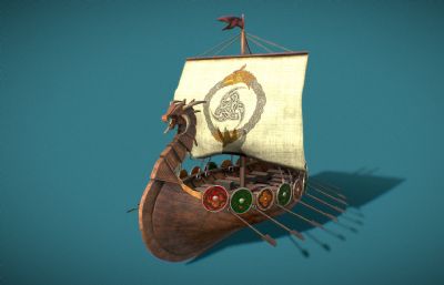古代战船,维京商船3D模型