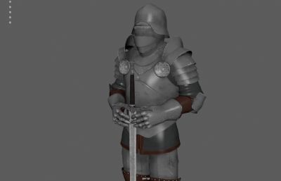 中世纪盔甲士兵,骑士铠甲3dmaya模型,已塌陷