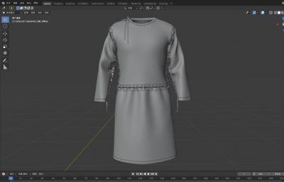 中世纪游牧民族服装,长袍服饰FBX模型