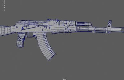 ak74突击步枪,游戏枪械3dmaya模型,已塌陷