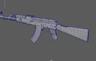 ak74突击步枪,游戏枪械3dmaya模型,已塌陷