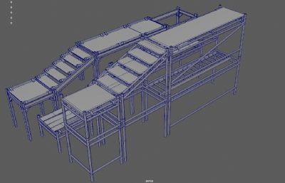 钢管脚手架,攀登平台,建筑工地元素3dmaya模型