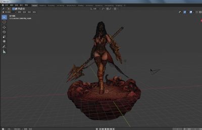 游戏女战士手办3D模型