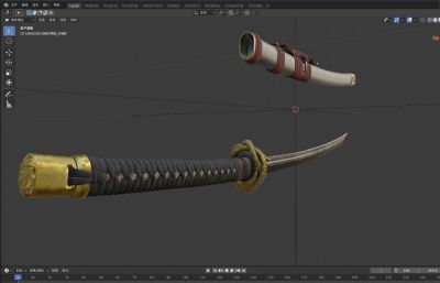 龙武士佩剑,武士刀3D模型