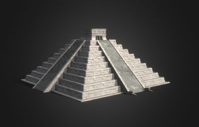 玛雅金字塔,玛雅文明遗迹,古迹3DMAYA模型,已塌陷